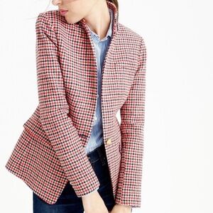 J. Crew Regent Wool Blazer Houndstooth Red & Navy Size 10